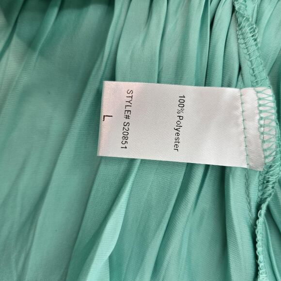 Mustard Seed Blouse Womens Large Green Bell Sleeve Ruffle Peplum Drawstring Top - Picture 6 of 10